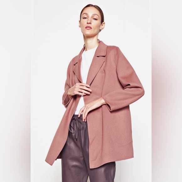 Theory Wool & Cashmere Wrap Jacket in Dusty Rose - Picture 4 of 9